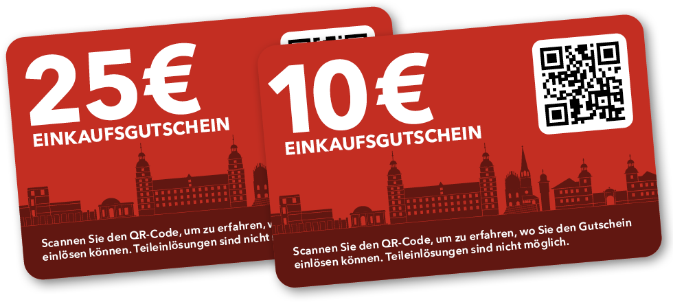 Zwei Gutscheine im Scheckkartenformat mit 10 und 25 Euro Wert